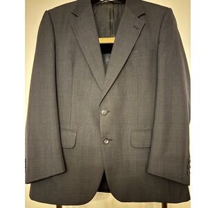 Kingsbridge Custom Fabric Mens Navy Blue Plaid Wool Blend Blazer Jacket 40 R